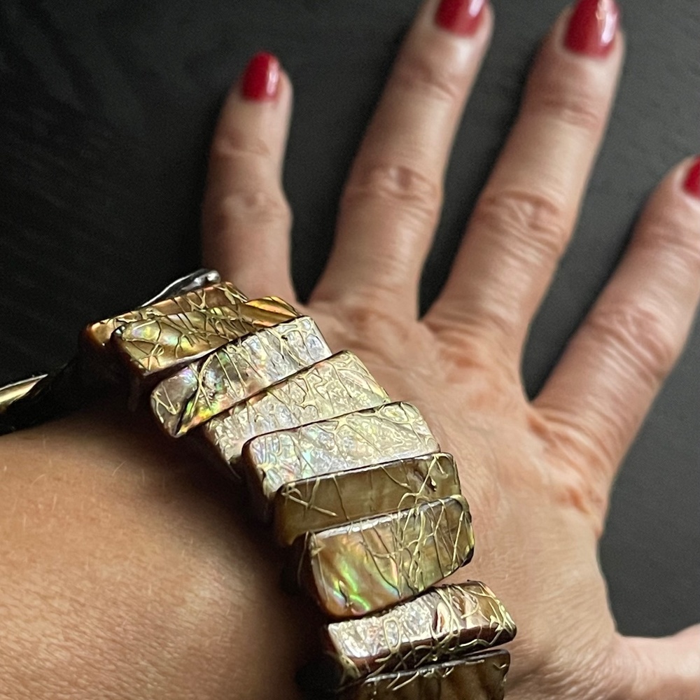 Chunky Abalone Shell Bracelet | Stretch